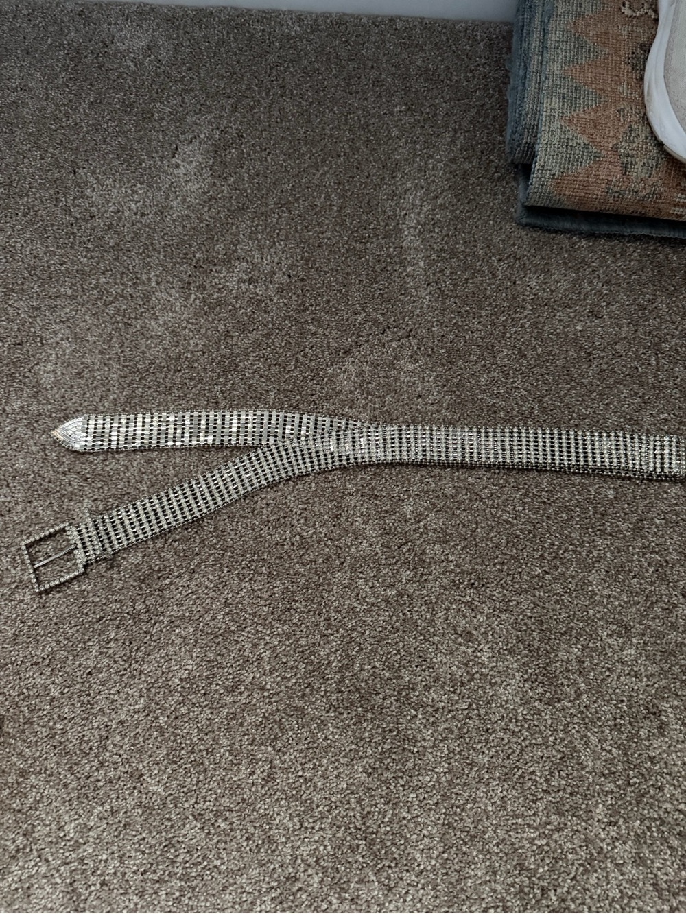 Crystal-Embellished Silver Tone Women's Belt